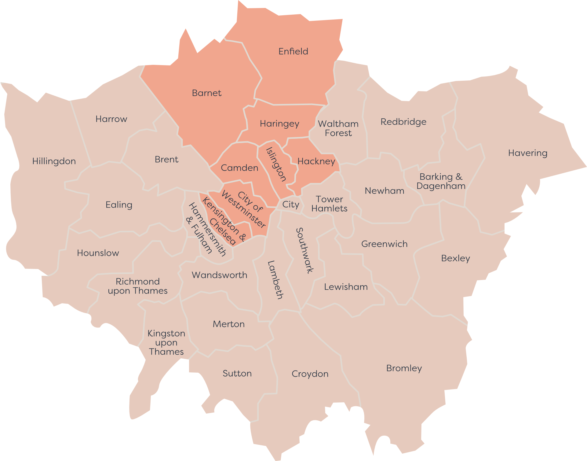 Map of London Boroughs